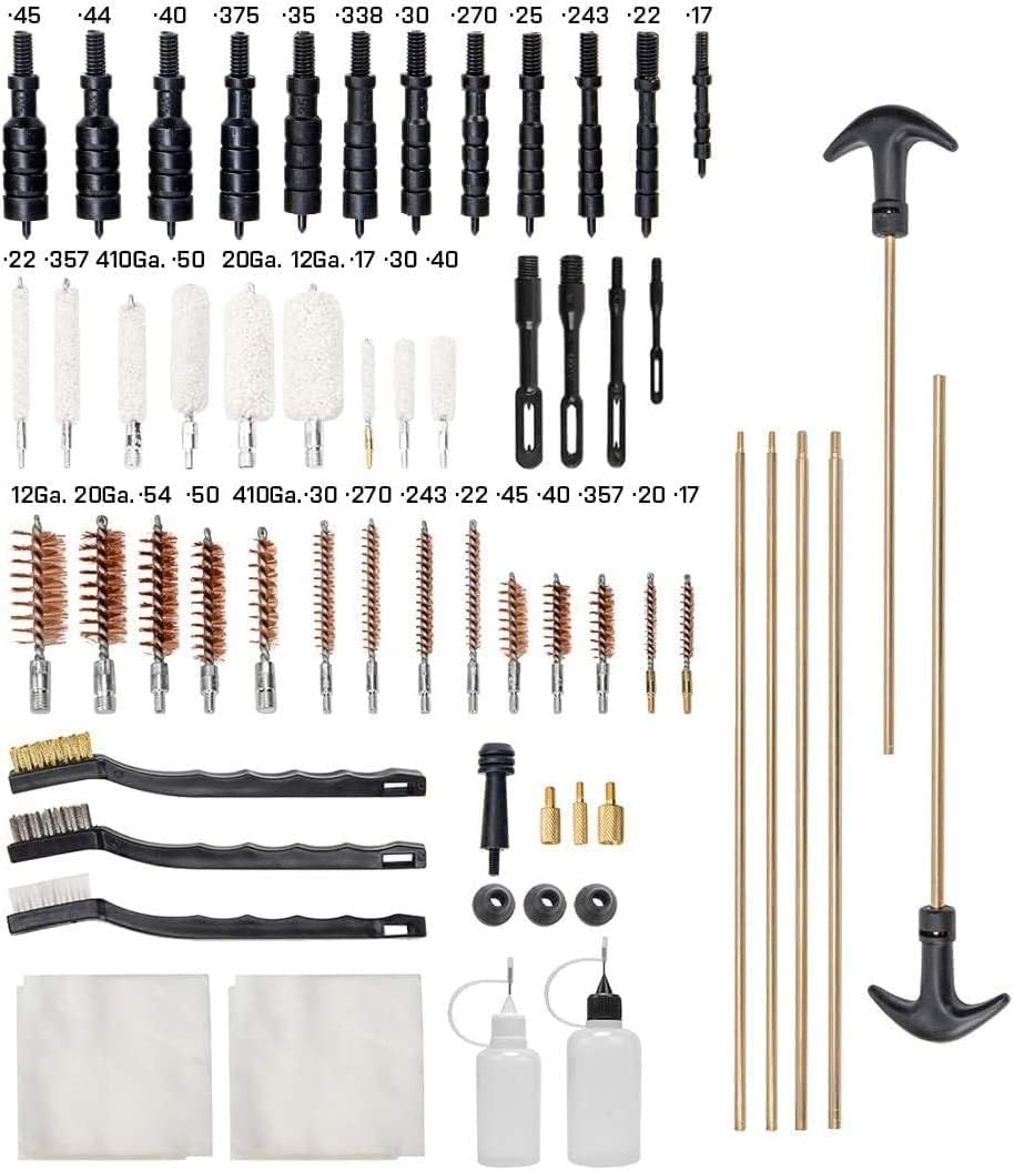 GLORYFIRE Gun Cleaning Kit Universal for Guns, Gun Brushes for Pistol, Handgun, Shotgun, Elite Brass Rods and Wire Rope, Hunting Gear Gun Accessories for Men