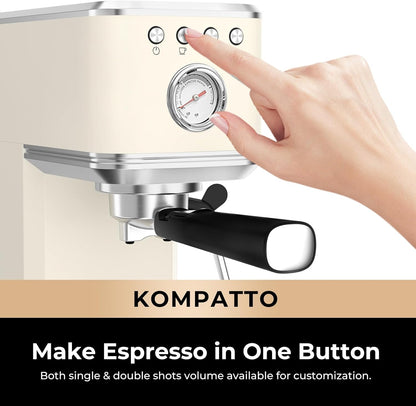 CHULUX Slim Espresso Machine with Milk Frother Steam Wand, 20 Bar Professional Italian Pump Semi Automatic Espresso Coffee Machine for Home Cappuccino & Latte Maker, Creamy