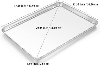 Baking Sheet with Rack Set, Yododo Set of 4 (2 Sheets + 2 Racks), Stainless Steel Cookie Sheet Baking Pan Tray with Cooling Rack, Non Toxic & Heavy Duty & Easy Clean - Size of 17½ inch