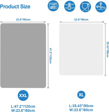 AECHY Silicone Mats for Kitchen Counter 47"x23.6"x0.08”, Largest Heat Resistant Mat Shipped Rolled Up Kitchen Island Silicone Countertop Protector Mat Nonslip Extra Large Counter Mat, Dark Gray