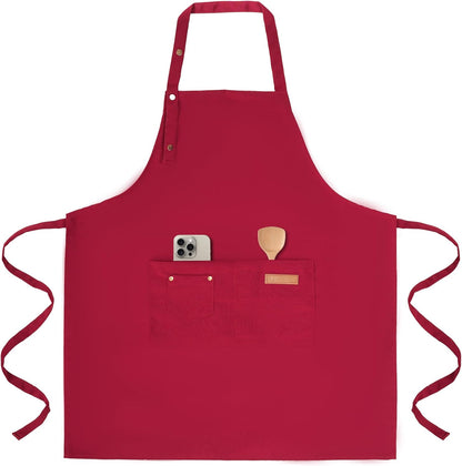 Tosewever Art Aprons for Women Painting Pottery Baking, Mens Buckle Straps Kitchen Apron with Pockets for Chef Cooking