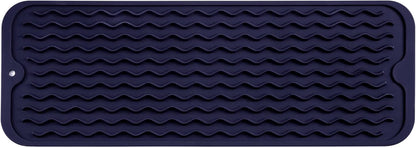 Silicone Dish Drying Mat for Multiple Usage,Easy clean,Eco-friendly,Heat-resistant Silicone Mat for Kitchen Counter,Sink,Bar,Bottle,or Cup Navy Blue M 17 inches x 6 inches