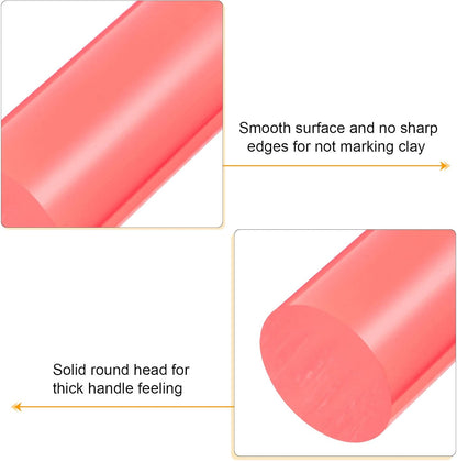 HARFINGTON Acrylic Clay Roller 8 Inch x 1 Inch Solid Non-Stick Plastic Round Tube Roller Polymer Clay Rod Fondant Rolling Pin for Shaping, Sculpting, Modeling DIY Crafts, Pink