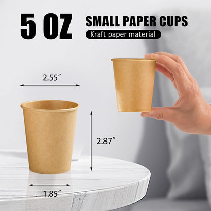 300 Pack 5 oz Paper Cups, Disposable Kraft Bathroom Cups 5 Ounce, Espresso Coffee Hot/Cold Beverage Cups for Home, Kitchen, Party