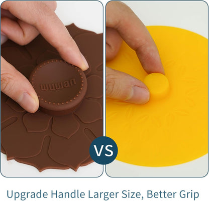 Silicone Cup Covers 4.1 Inch Reusable Silicone Mug and Cup Lids Suction Seal Lid Caps to Keep Drink Warm or Cold for Steeping Coffee Tea And Drink Cover (flower 3pcs, 3)