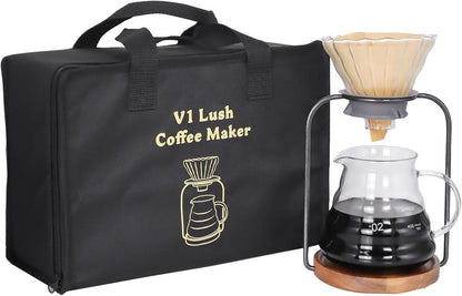SOTECH Pour Over Coffee Dripper Set, Filter Holder Glass Server with Paper Coffee Filters Manual Stand for Tea and Saffron