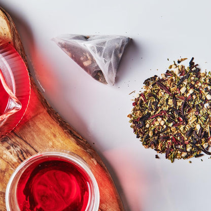 Grace Farms HIBISCUS ORANGE Herbal Tea (16 Pyramid Sachets) | Naturally Sweet, Reviving and Caffeine Free | Organic, Fair Trade and Kosher Certified | Delicious Iced Tea | Gives Back 100% of Profits