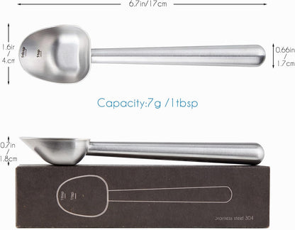 Easyworkz Stainless Steel Long Hollow Handle Coffee Scoop,7g Measuring Spoon for Ground Coffee and Loose Leaf Tea, Brushed Silver