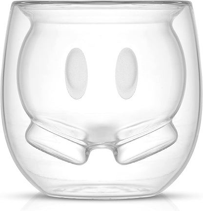 JoyJolt Mickey Pants and Minnie Skirt 3D 2oz Espresso Cups. Double Walled Espresso Glasses (2pc) Small Double Wall Glass Coffee Cups. Demitasse Cups, Espresso Measuring Cup or Liqueur Shot Glasses