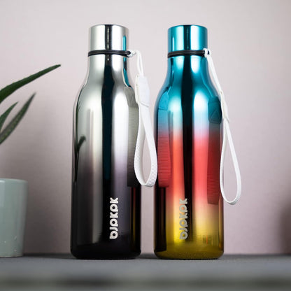 BJPKPK Insulated Water Bottles, 18 oz Stainless Steel Metal Water Bottle with Strap, BPA Free Leak Proof Thermos,Mugs,Flasks, Reusable Water Bottle for Sports & Travel, Caribbean Sunrise