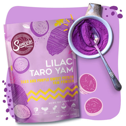 Suncore Foods Lilac Taro Yam Powder, Light Purple Food Coloring Powder, Gluten-Free, Non-GMO, 5oz (1 Pack)