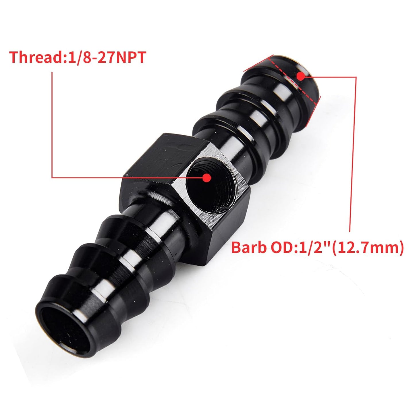 Universal 0-100psi Fuel Pressure Gauge 1/8" NPT Oil Press Gauge with 1/2" Barb Inline Fuel Pressure Gauge Fitting Adapter