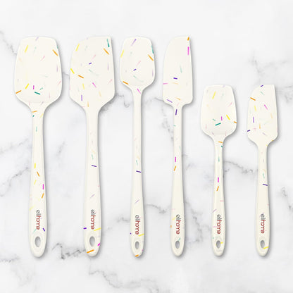 Elihome Skinny Silicone Spoonula - Non-Stick Heat Resistant Silicone Scraper Spatula for Mixing, Serving, Scraping, Stirring, and More - 11 Inch, Sprinkles