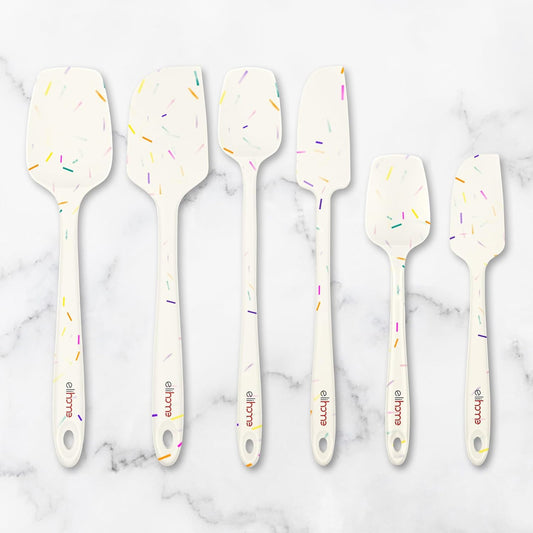 Elihome Skinny Silicone Spoonula - Non-Stick Heat Resistant Silicone Scraper Spatula for Mixing, Serving, Scraping, Stirring, and More - 11 Inch, Sprinkles