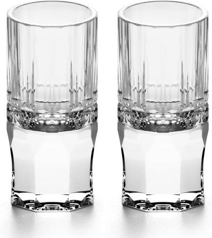KAMMAK Crystal Shot Glasses Set of 2, Handcrafted Stemless White Shot Glasses, 0.77oz Engagement Gifts for Couples, Women, Men, Hand Blown