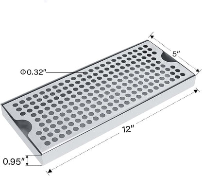 TMCRAFT Beer Drip Trays, Stainless Steel Kegerator Drip Tray with Non-Slip Rubber Pad, Highly Polished Surface Drip Tray for Restaurants, Kitchens, and Bars