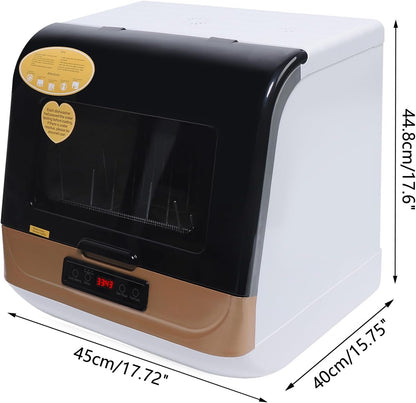 Compact Portable Dishwasher Countertop with Filter and Hybrid Drying Function, 360° Streak-Free Deep Cleaning, 3 Washing Programs, Mini Dishwasher for Apartments& RVs