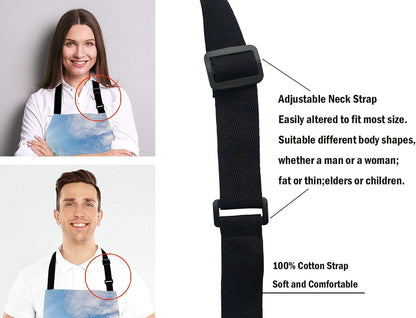 Caribbean Samana Beach Adjustable Bib Apron, Starfish Sea Shells Cooking Kitchen Apron for Men Women