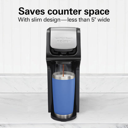 Hamilton Beach FlexBrew Single Serve Coffee Maker, Compatible with Pod Packs and Grounds, 14 oz. Water Reservoir, Slim Design, Fast Brewing, Black (49900)