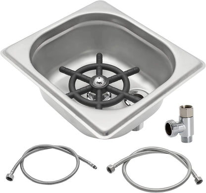 DIBTSA Pitcher Rinser, Automatic Glass Cup Washer, Stainless Steel Coffee Milk Tea Cup Cleaner, for Home Kitchen Hotel Bar Restaurant (6.9x6.3x2.6 Inch)