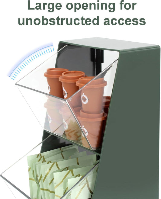 2 Pack Coffee Pod Holder K Cup Storage Organizer for Home Office Bar Countertop Organiser Storage Bins for Coffee Station Counter Container for Tea bag Sugar Creamer Filter Green