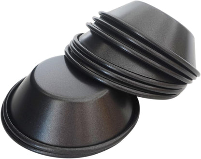 3 Inch Tart Pan, Carbon Steel Pastel De Nata Tins, Nonstick Egg Tart Molds, Mini Round Quiche and Pie Pan for Tartlet, Cupcake, Pudding, Muffin Baking - 8Pcs, Black