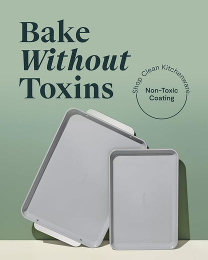 Caraway Non-Stick Ceramic Baking Sheet Duo - Naturally Slick Ceramic Coating - Non-Toxic, PTFE & PFOA Free - 18 x 13" Large & 15 x 10" Medium - Marigold