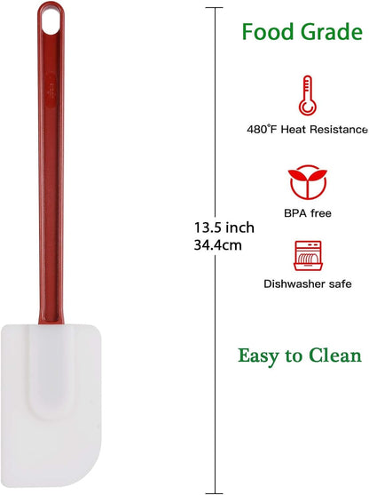 Silicone Rubber Spatula Set of 3, 14 Inch High Heat Commercial Spatula (3 Scrapers)