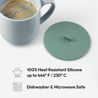 Carrotez Silicone Cup Covers for Drinks, 3.9 Inch Reusable Silicone Mug and Cup Lids for Steeping Coffee and Tea, Set of 2 - Soy Green