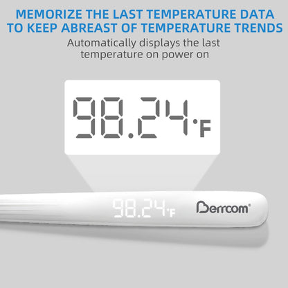 Berrcom Rechargeable Digital Thermometer for Adults and Kids, Medical-Grade Accurate Thermometers with LED Display, Fever Alarm, Fast Reading, Portable