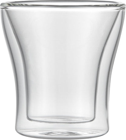 Restaurantware-Forma Professional 3.4 oz Double Wall Shot Glasses, 12 Insulated Espresso Cups - Dishwashable, Reusable, Clear Glass Coffee Cups, Freezable, For Hot Or Cold Beverages