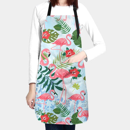Flamingo Apron Baking Aprons Novelty Cooking Chef Gift Bbq Grilling With 2 Pockets Kitchen Apron