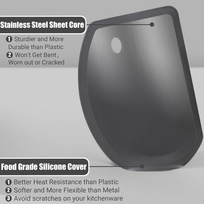 Silicone Dough Scraper with Stainless Steel Sheet, Curved Edge Flexible Bowl Scraper for Baking, Food Grade Silicone Bench Scraper for Sourdough Bread Proofing Basket, 5.98"×4.3", Dark Gray, SAPID