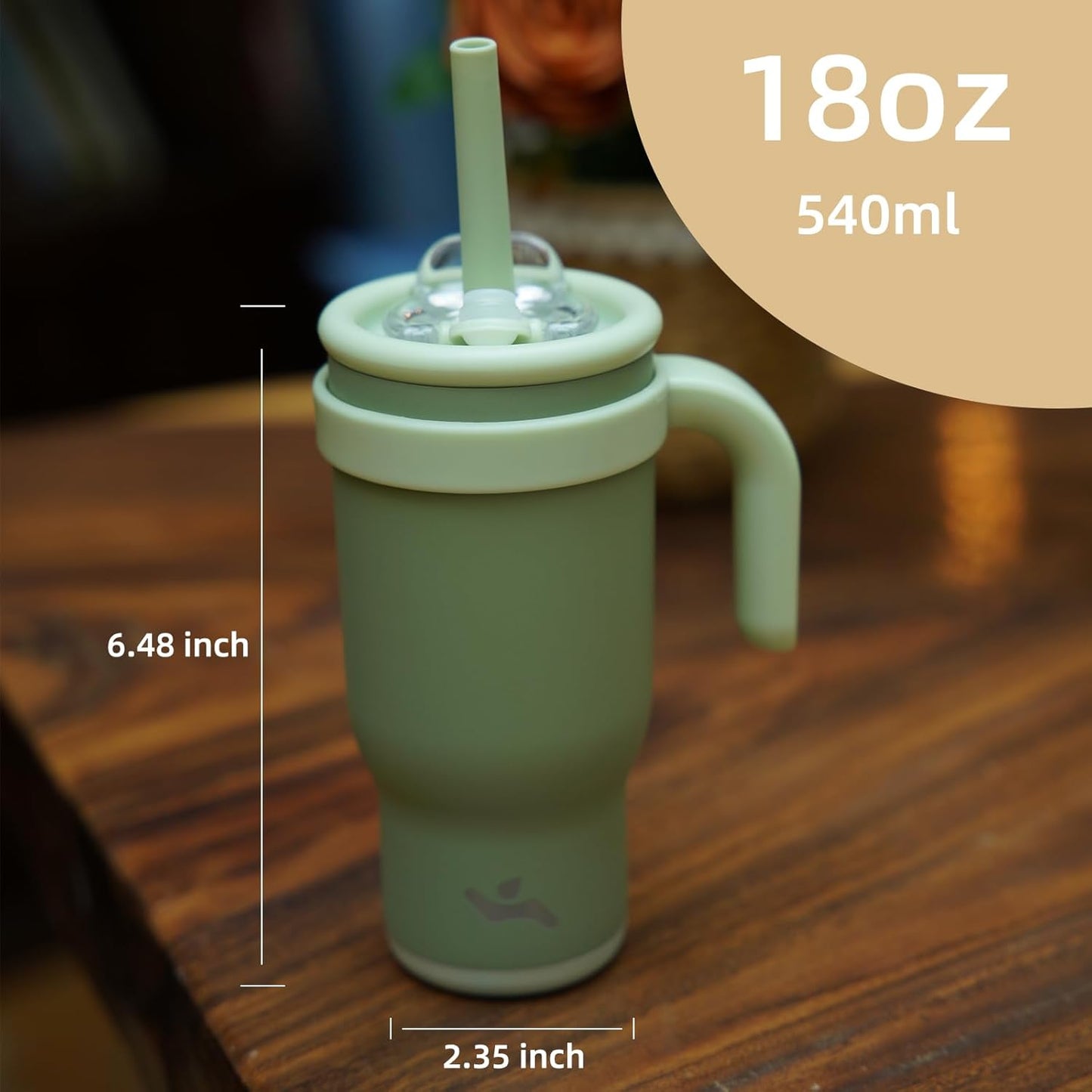 18 oz Tumbler with Side Handle, Insulated Water Bottle with Straw and 2 in 1 Lid, Stainless Steel Cup Travel Coffee Mug for Sports Office Gym,Fuchsia