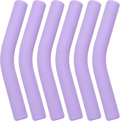 6Pcs Metal Straw Silicone Tips 5/16 IN Wide(8mm Outer Diameter) Food Grade Rubber Straw Covers Flex Elbow Straw Replacement Tip for Stainless Steel Metal Straws, light-purple
