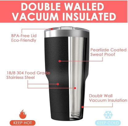 30oz Stainless Steel Travel Mug with Lid, 8 Pack Double Wall Vacuum Insulated Bulk Tumbler, Powder Coated Coffee Cup Suitable for Vehicle Cup Holders(Assorted Colors)