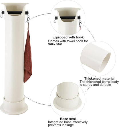Espresso Coffee Knock Box, Commercial Knock Box for Espresso Coffee Grounds, Floor Standing Coffee Knock Box with 30pcs Garbage Bags and Towel (White)