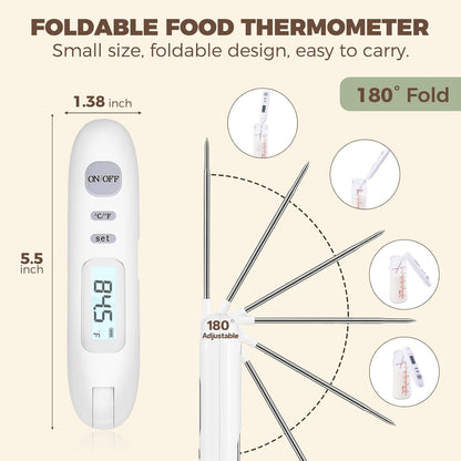 Meat Thermometer Digital - Instant Read Food Thermometer for Cooking Grilling Air Fryer Griddle Probe Kitchen Gadgets Essentials BBQ Grill Smoker Oil Fry Candy Turkey Instant Read Thermometer