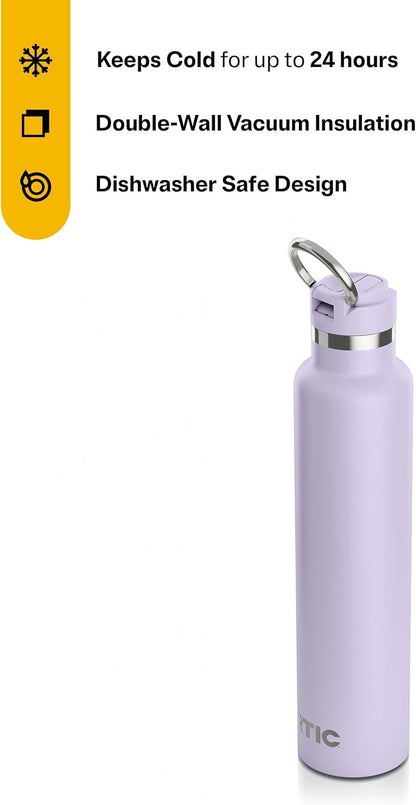 RTIC 26oz Journey Bottle Metal Stainless Steel Vacuum Insulated, BPA Free, Reusable, for Water, Hot and Cold Drinks, Travel, Sports, Camping, Dusty Lilac