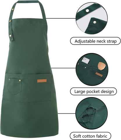 Tosewever Art Aprons for Women Painting Pottery Baking, Mens Buckle Straps Kitchen Apron with Pockets for Chef Cooking
