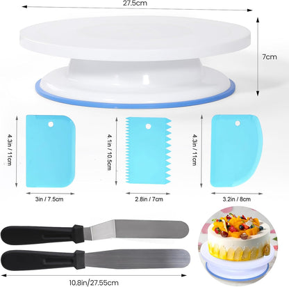 Uten 60PCs Cake Decorating Supplies Kit, Cake Decorating Stand Set with 11'' Cake Turntable, 48 Numbered Icing Piping Tips, 2 Spatulas, 3 Icing Comb Scraper, 1 Scissor, 1 Piping Bags, Baking Tools