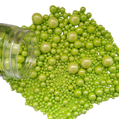 Edible Green Sugar Pearls Candy Sprinkles 120G/ 4.23Ounce Baking Cake Sprinkles Cupcake and Cake Topper Cookie Decorations Wedding Party Valentines Halloween Christmas Supplies