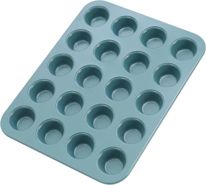 CHEFMADE Mini Muffin Pan, 20 Cups Non-Stick Tiny Cupcake Pan Bakeware for Oven Baking (Green)