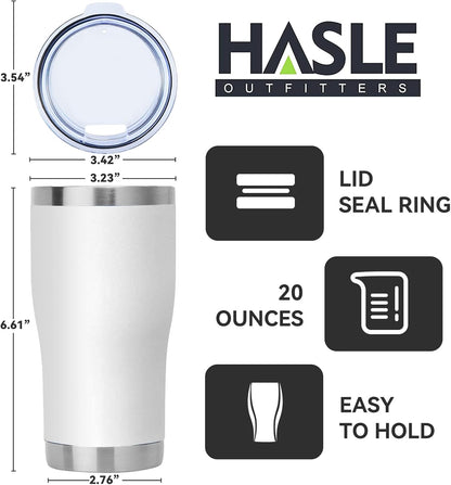 HASLE OUTFITTERS 20 oz Tumbler Bulk, Stainless Steel Tumblers with Lid, Vacuum Insulated Tumbler, Double Wall Powder Coated Cup, coffee mugs, White, 12 Pack