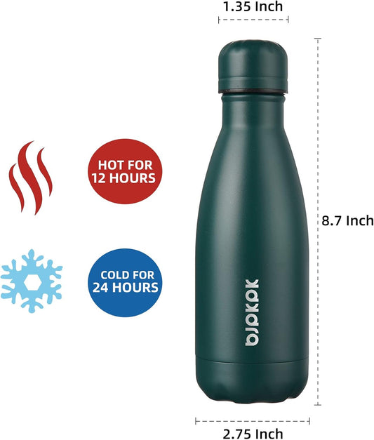 BJPKPK 12oz Small Insulated Water Bottles Stainless Steel Water Bottle for Travel,Army Green