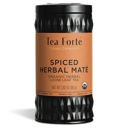 Tea Forte Spiced Herbal Maté Premium Organic Loose Leaf Caffeinated Herbal Tea Blend Canister, Makes 35-50 Cups