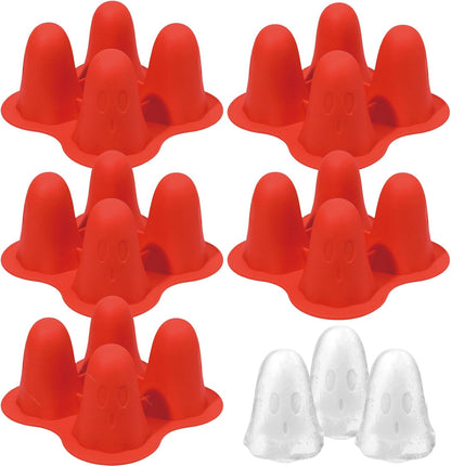 Halloween Ice Cube Molds,5PCS Ghost Silicone Molds for Chocolate, Candy, Jelly,Cake Topper Halloween Party Ice Cube Tray