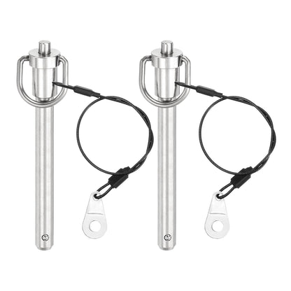 uxcell 2 Pcs Quick Release Pin, 3/8" x 3" (Dia. x L) Push-Button Ball Locking Pin, 304 Stainless Steel, Silver