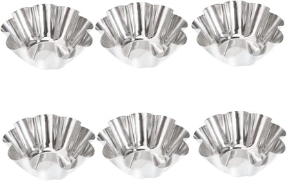 Mikinona 12pcs Non- Stick Tart Pans Tart Mould Egg Tart Molds Stainless Steel Tart Baking Mold Oven Pans Nonstick Bakeware Cupcake Wrapper Egg Tart Baking Cups Tart Tin Mini Non Stick Pan