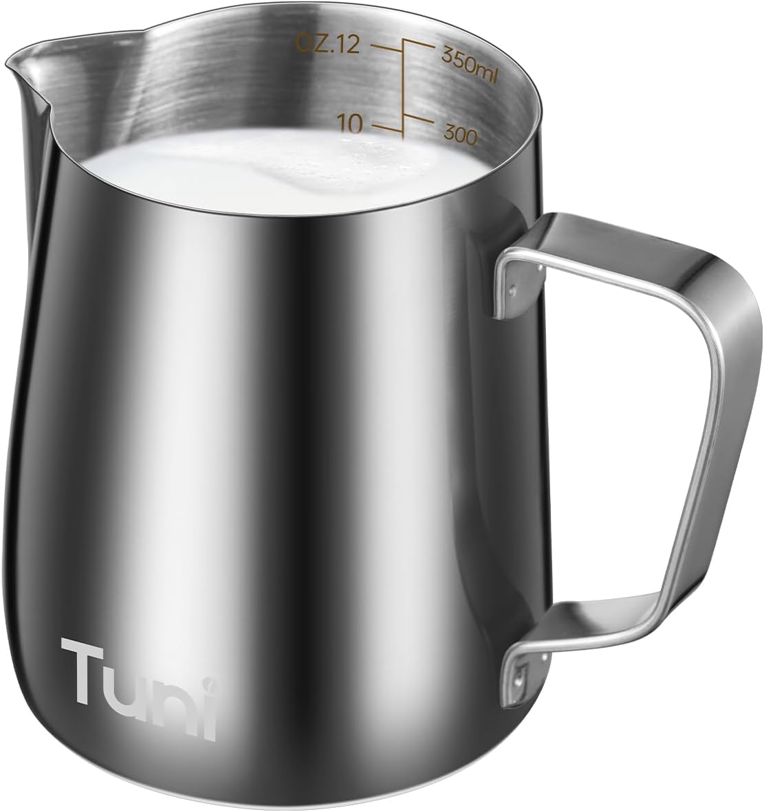 Tuni Milk Frothing Pitcher, 12oz/350ml Stainless Steel Milk Jug Steaming Cup, Milk Coffee Cappuccino Latte Art Steam Creamer Frother Pitcher